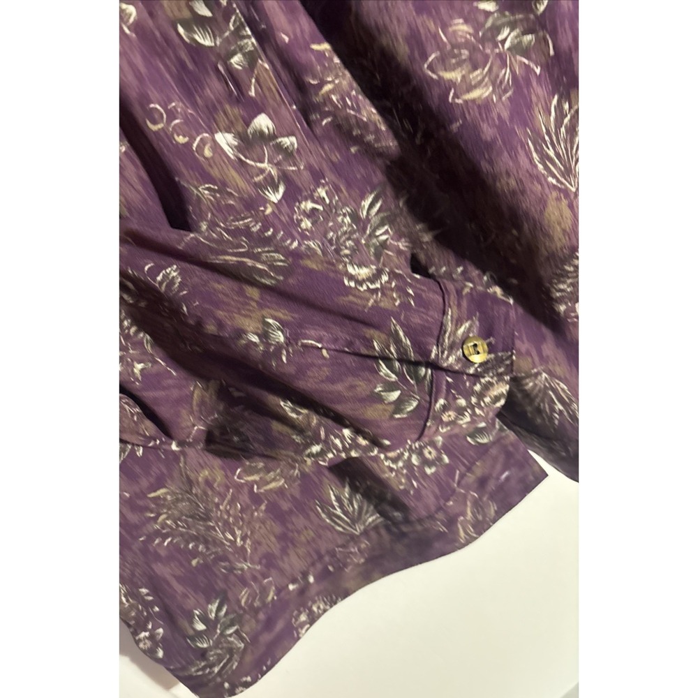 Cj Banks Stretch Button Up Shirt Jacket Floral Base color Purple Long Sleeve XL - Picture 5 of 9